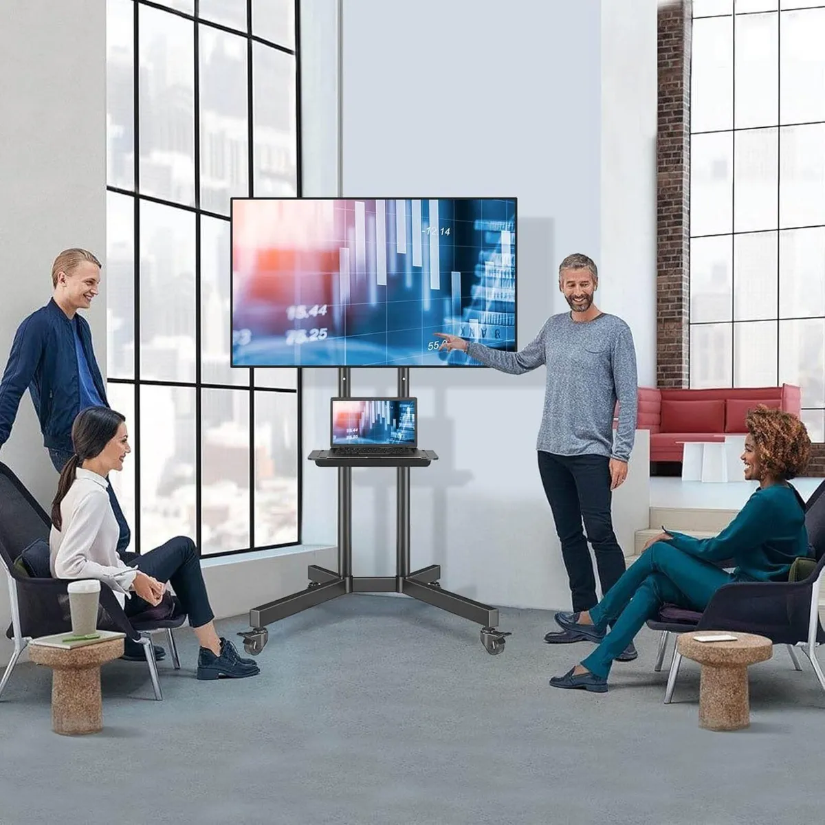 Mobile TV Stand on Wheels for 32-80 Inch LCD LED - Image 2