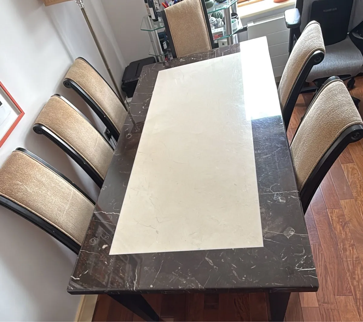 Marble dining table + 6 chairs - Image 1