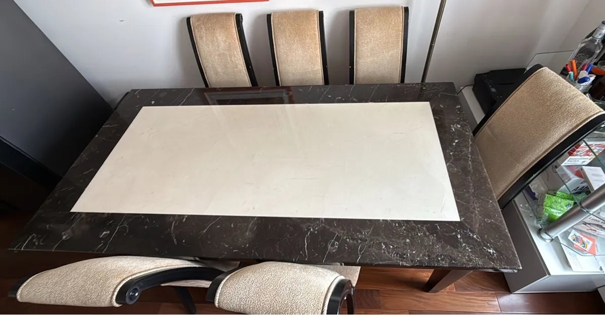Marble dining table + 6 chairs - Image 2