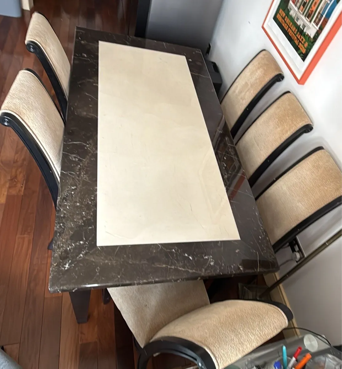 Marble dining table + 6 chairs - Image 3