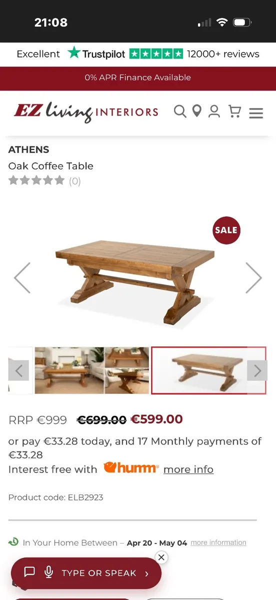 Athens Oak Coffee table and matching side table - Image 2