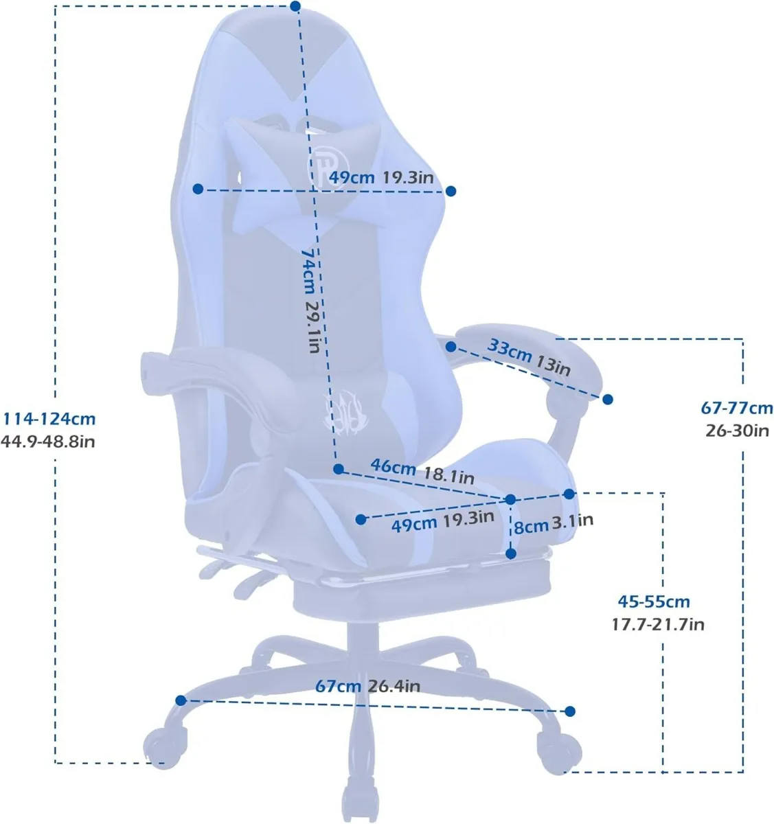 Gaming Chair with Footrest Lumbar Support - Image 3