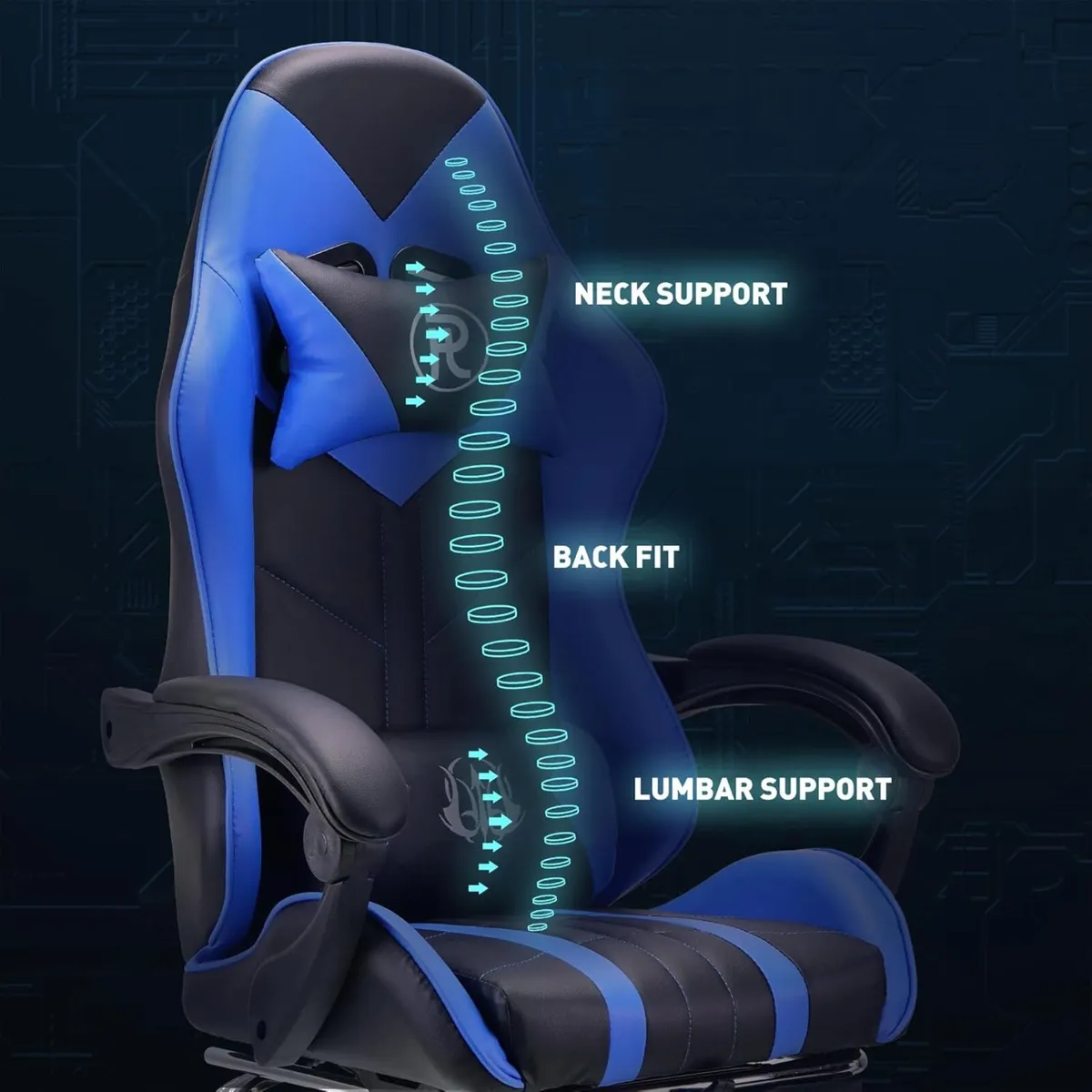 Gaming Chair with Footrest Lumbar Support - Image 4