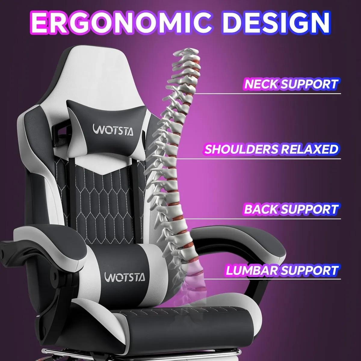 Gaming Chair Ergonomic with Footrest and Lumbar - Image 4
