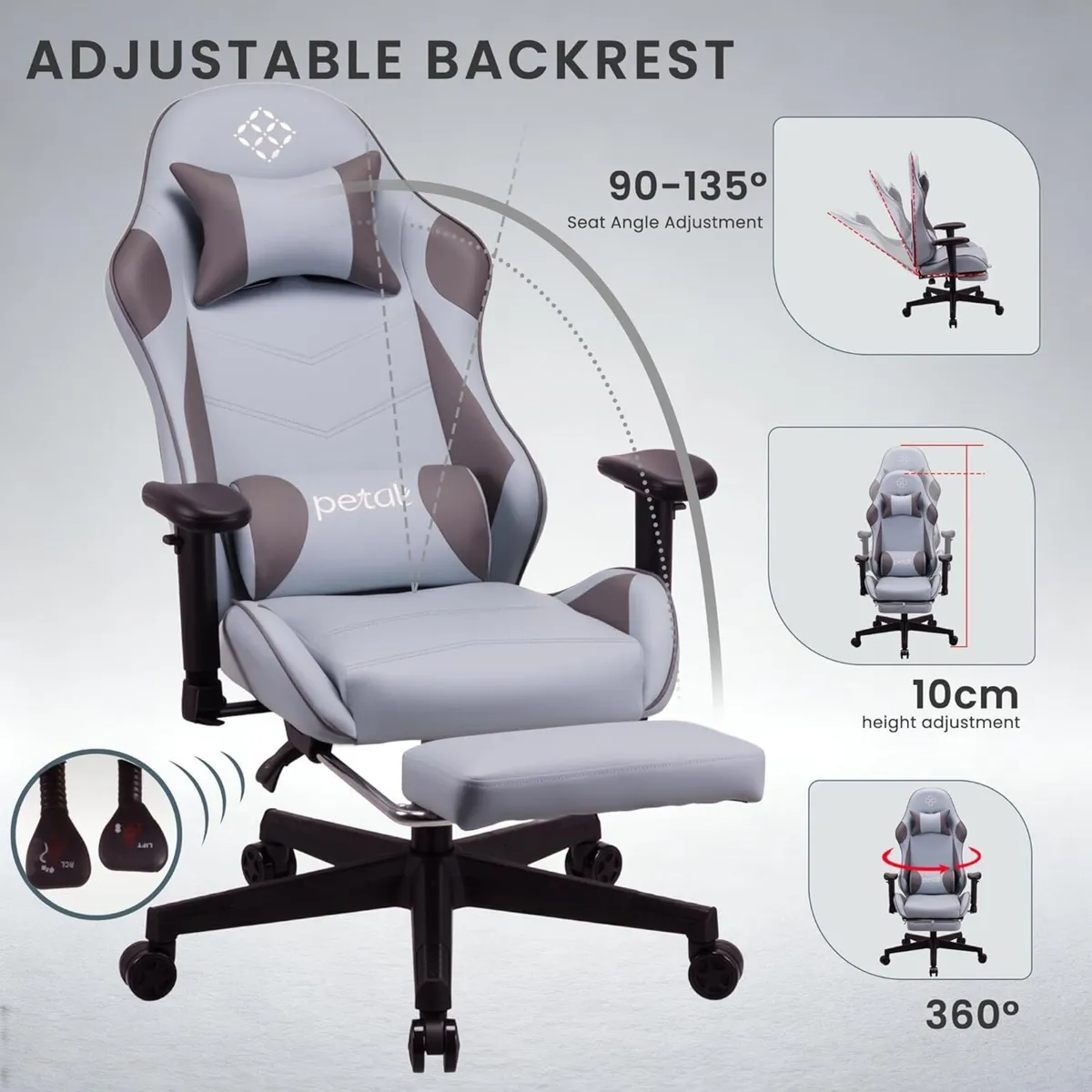 Ergonomic reclining seat with footrest adjustable - Image 4
