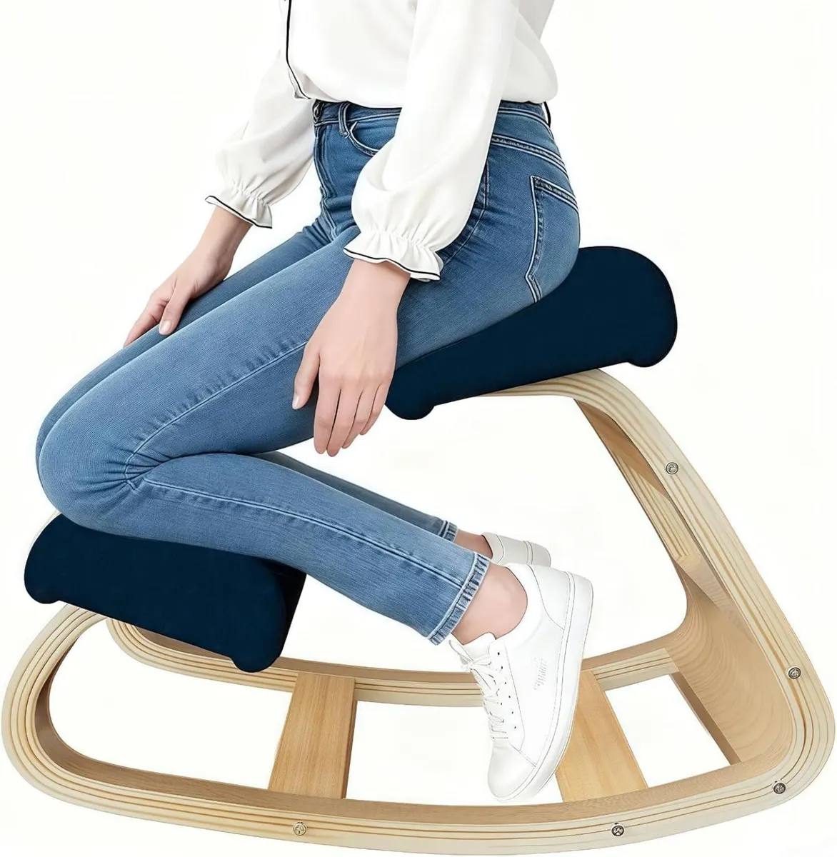 Ergonomic Kneeling Chair Wooden with Padding - Image 1