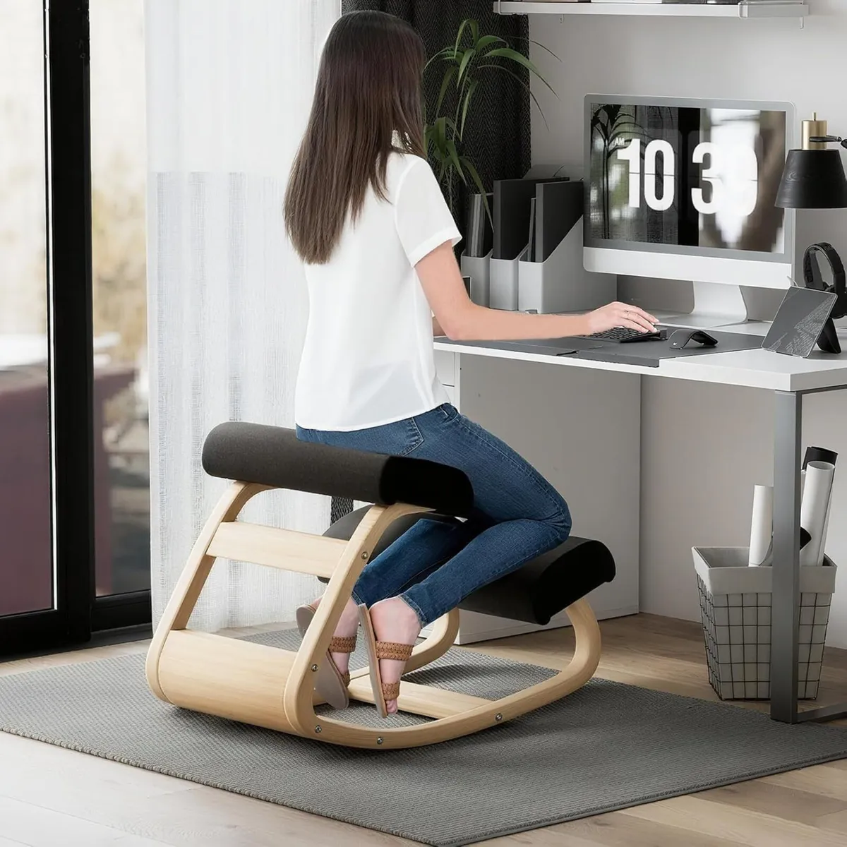 Ergonomic Kneeling Chair Wooden with Padding - Image 2