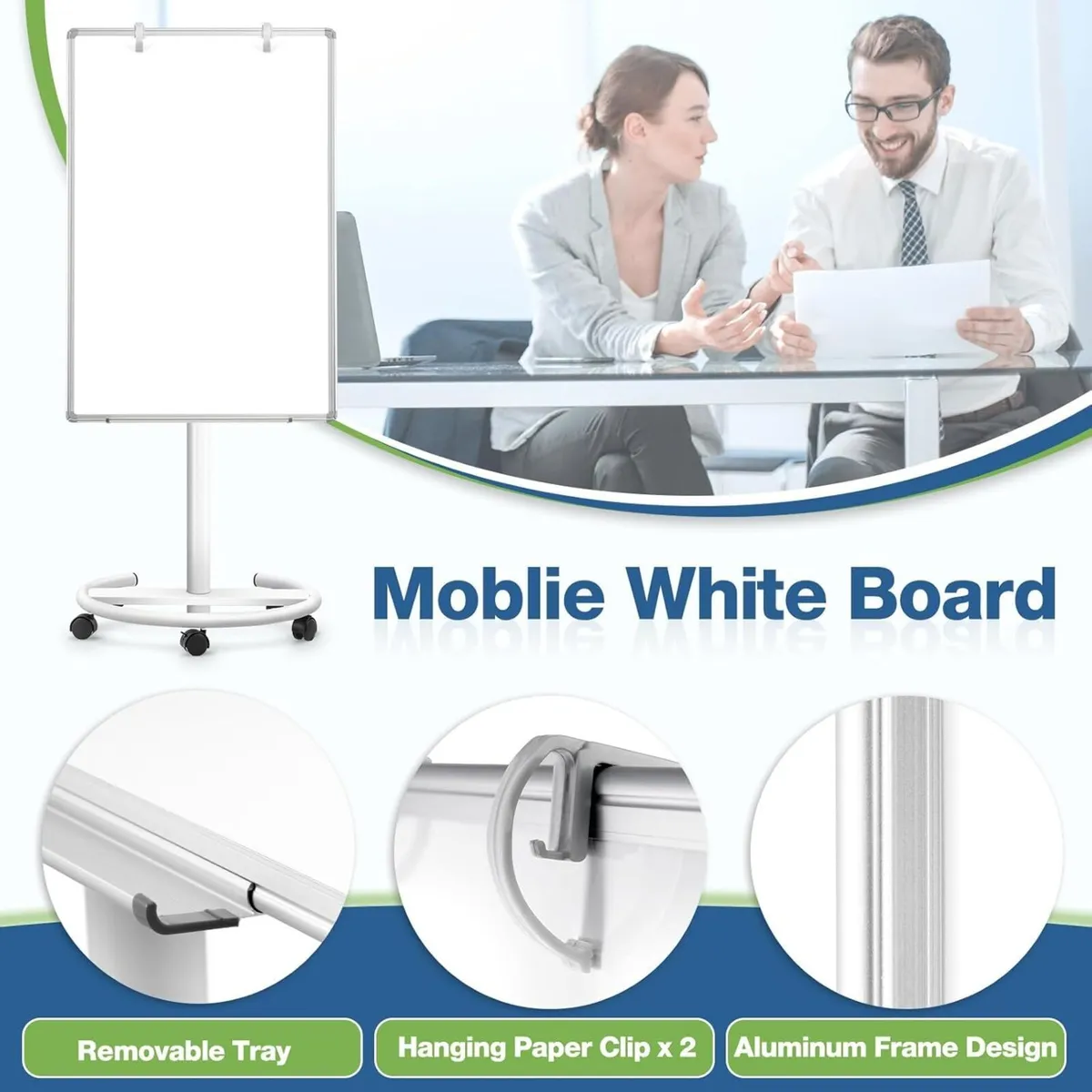 Mobile Whiteboard 60x90cm Magnetic White Board - Image 3