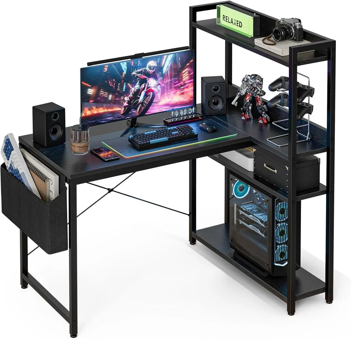 120x80 cm L Shaped Gaming Desk with Reversible - Image 1