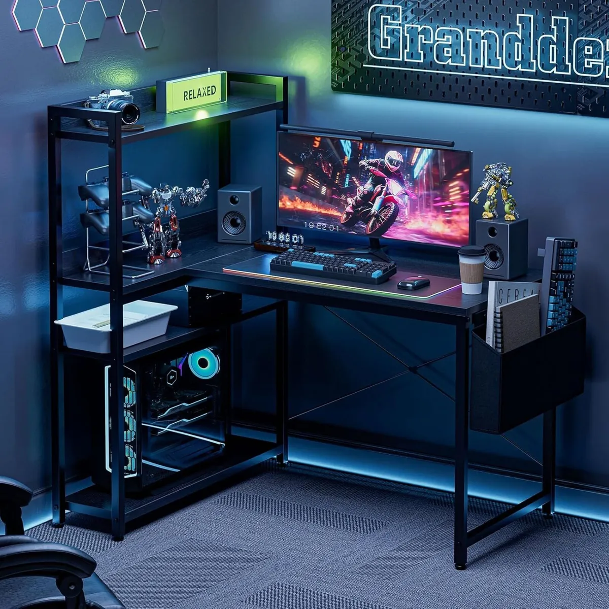 120x80 cm L Shaped Gaming Desk with Reversible - Image 2