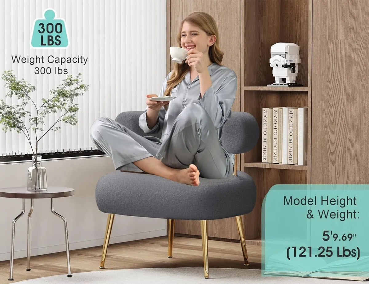 Mid Century Sherpa Boucle Accent Chair Round - Image 3