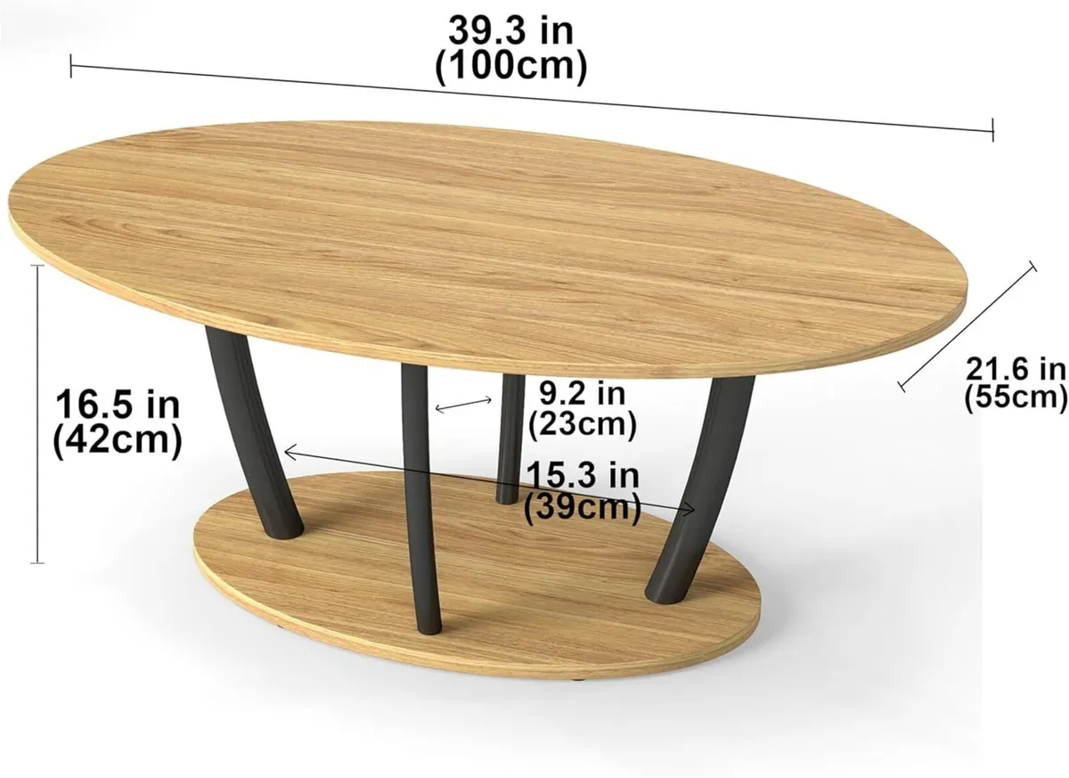 Oval Coffee Table Mid Century Farmhouse Industrial - Image 3