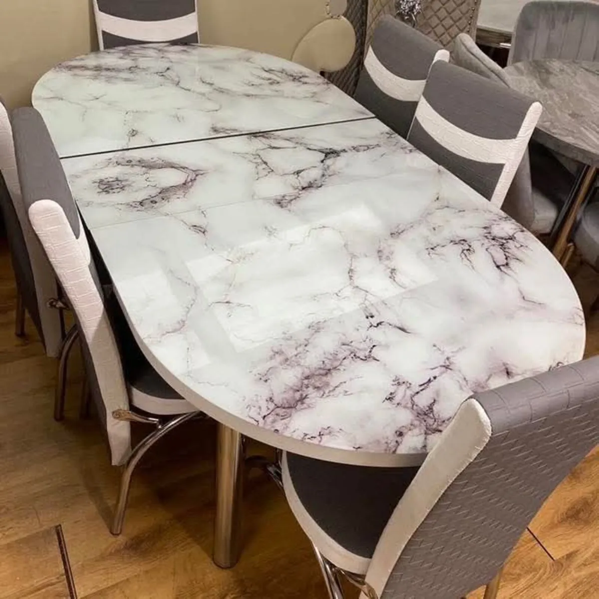 Extendable Kitchen Dining Table With 6 Chairs - Image 2