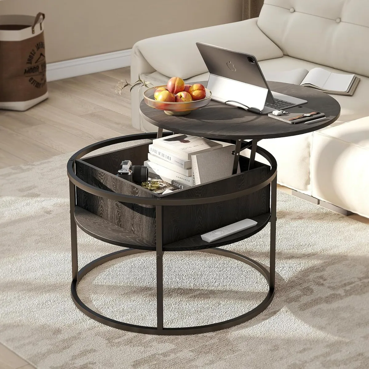 Round Coffee Table Lift Top Tables for Living - Image 1