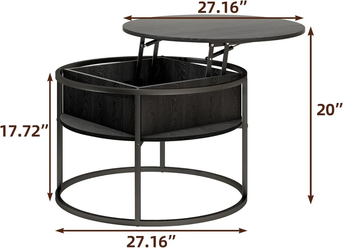 Round Coffee Table Lift Top Tables for Living - Image 2
