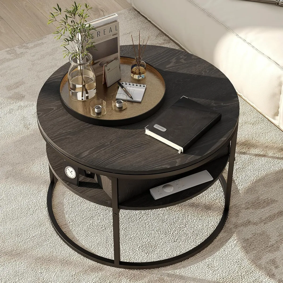 Round Coffee Table Lift Top Tables for Living - Image 4