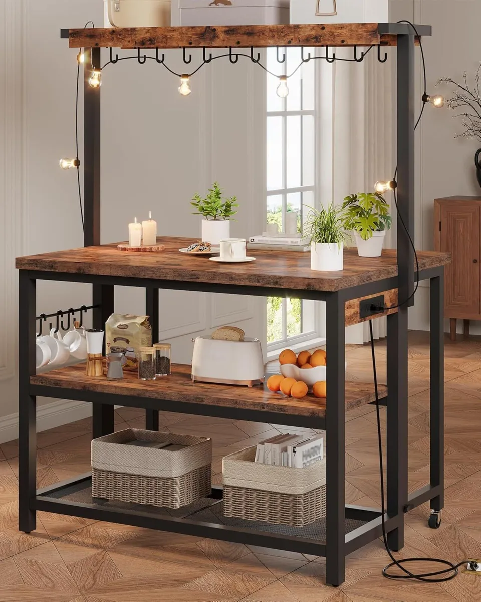 Kitchen Island with Power Outlet Table Folding - Image 4