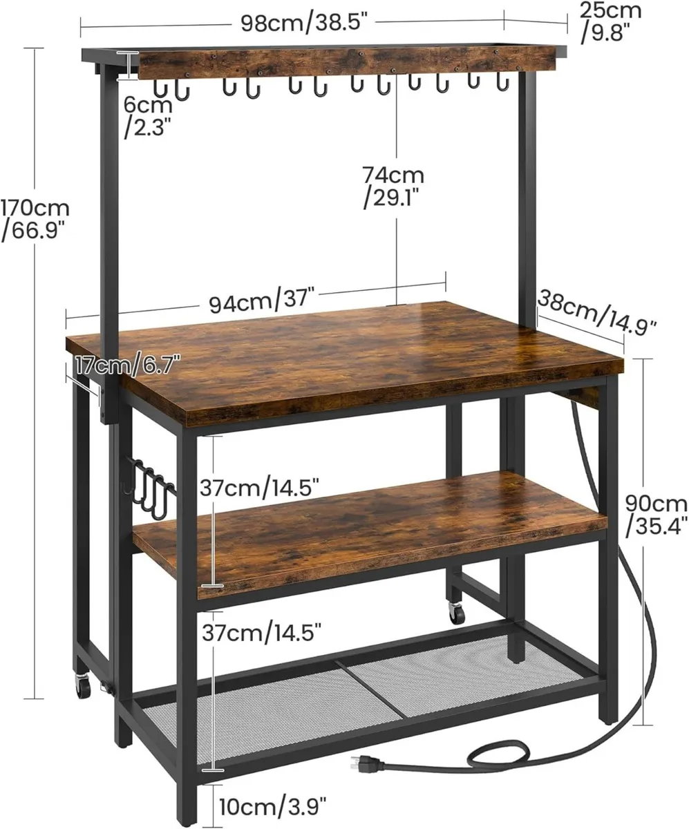 Kitchen Island with Power Outlet Table Folding - Image 3