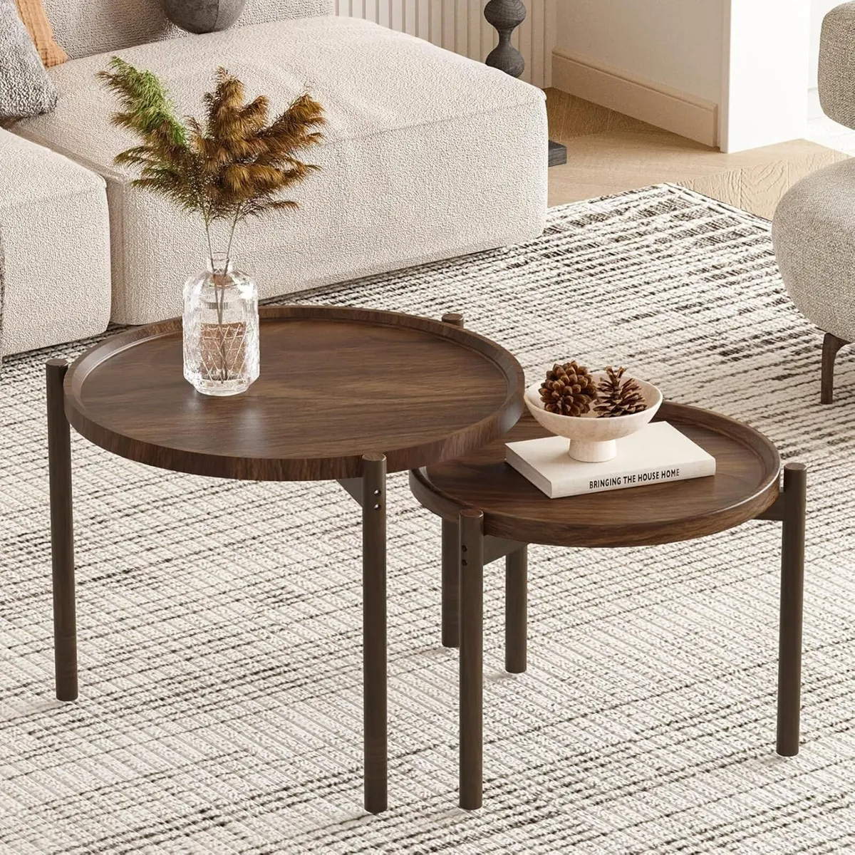 Round Nesting Coffee Tables Set of 2 End Table - Image 4