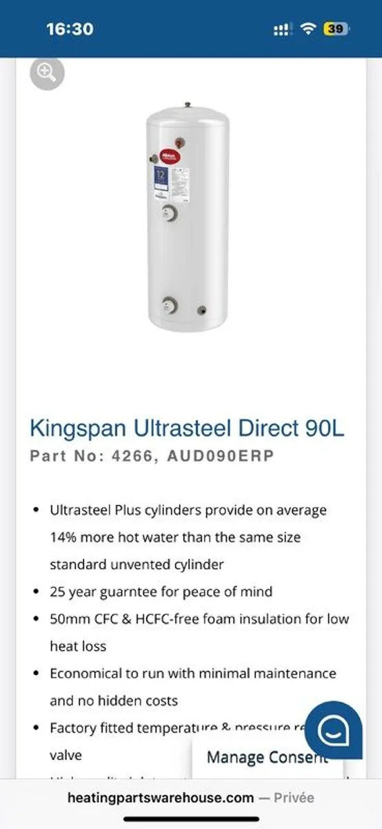 Kingspan water heater - Image 1
