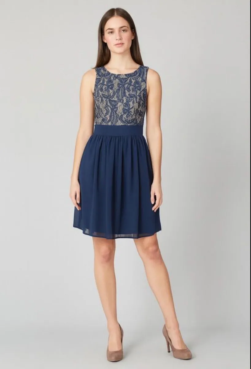 BRAND NEW Ladies Powder Blue Dress: Size 8 - Image 1