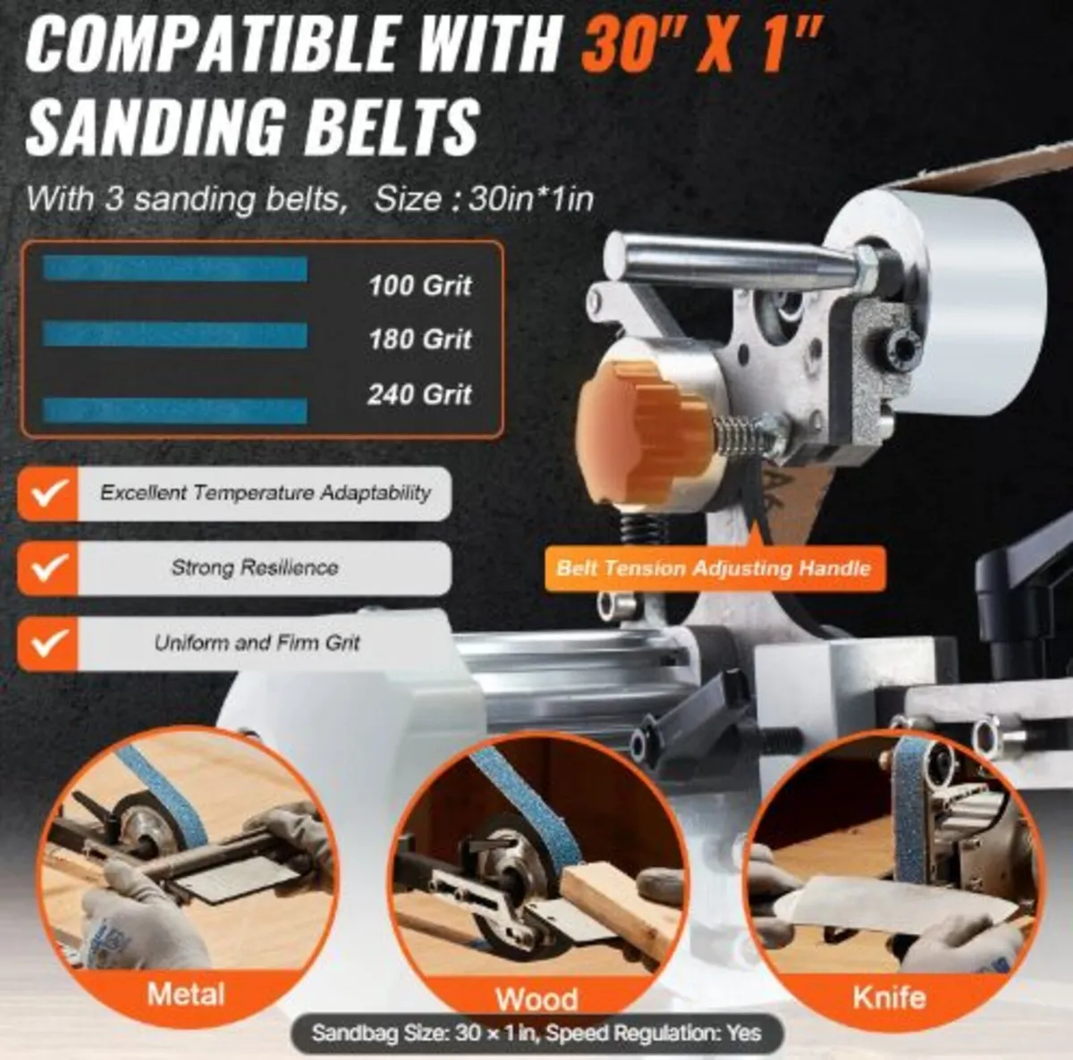 Belt Grinder Sander, 30 x 1-Inch Variable Speed - Image 4