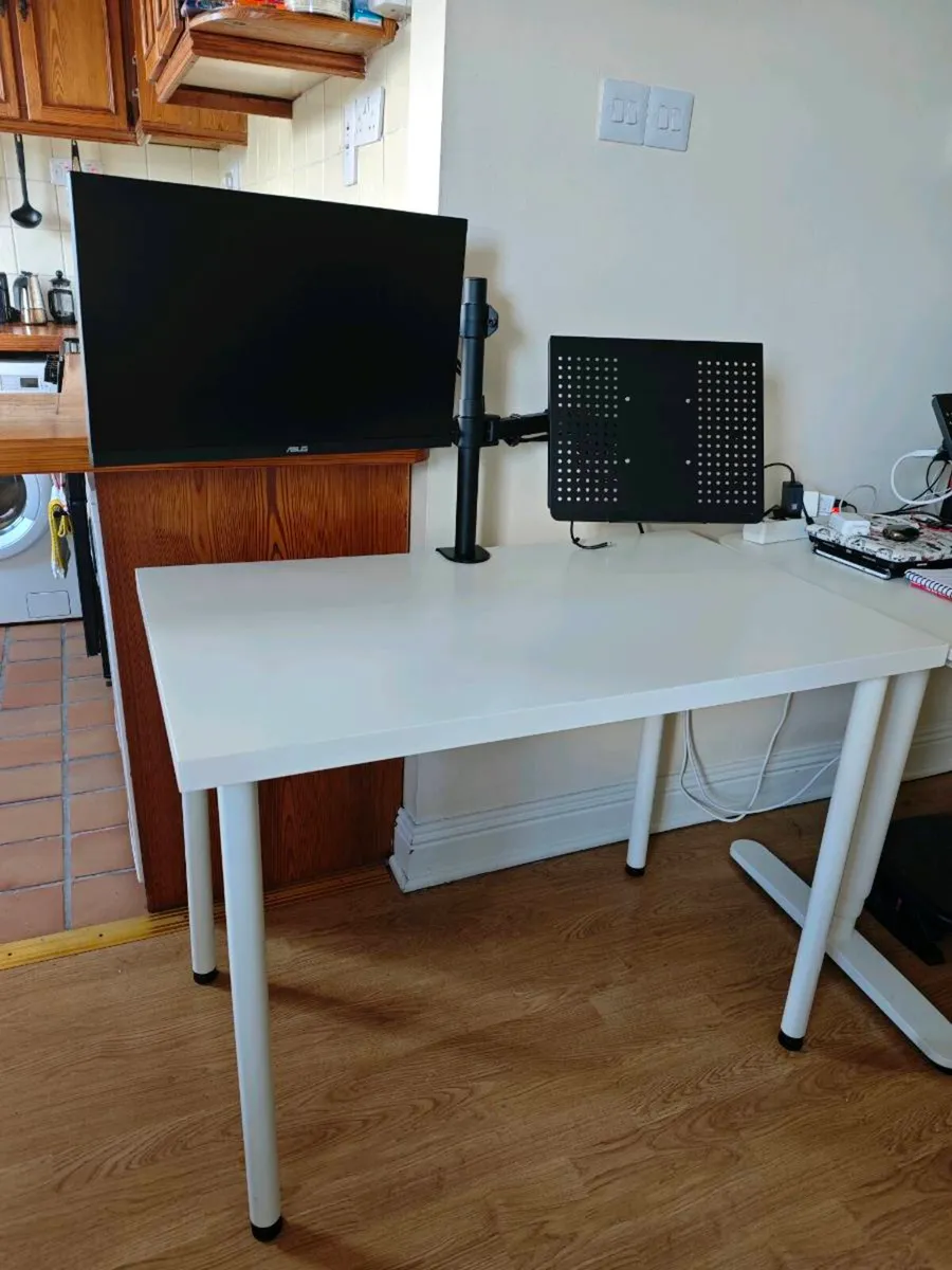 Home Office Setup – Desk + Monitor + Dual Mount - Image 1