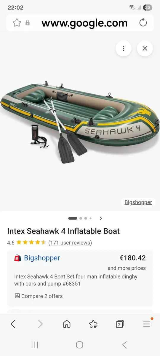 Inflatable 4 man boat, with pump and oars, as Newc - Image 3