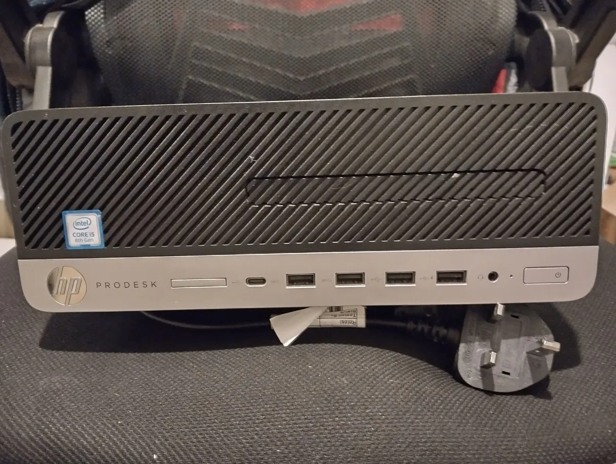 HP ProDesk 600 G4 SFF (i5 8th Gen) and power cable - Image 1