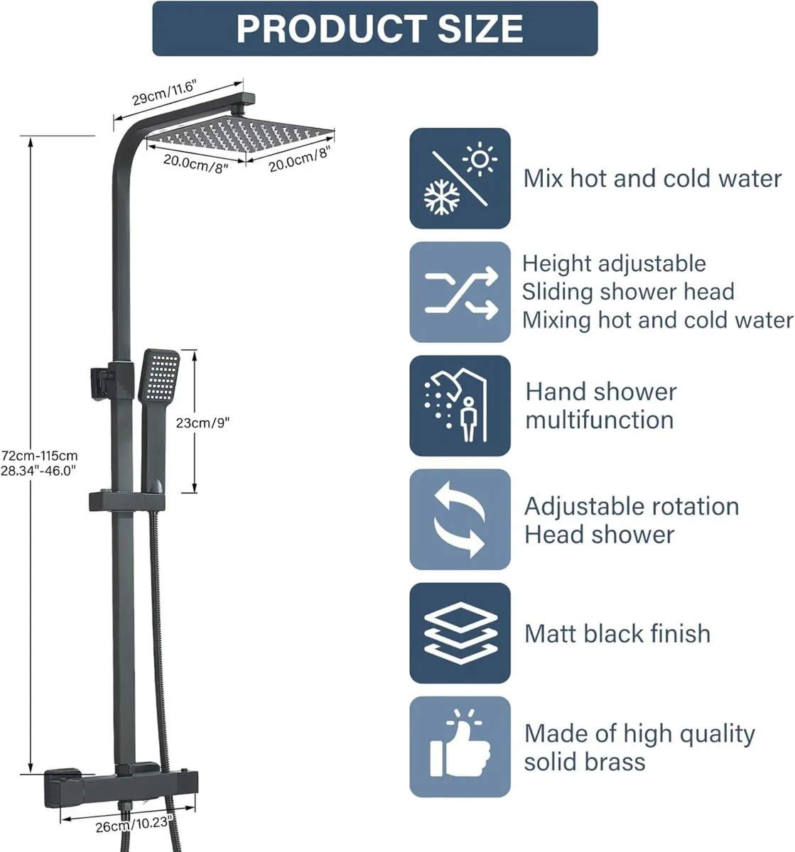 Bathroom Thermostatic Shower Mixer Set and with - Image 3
