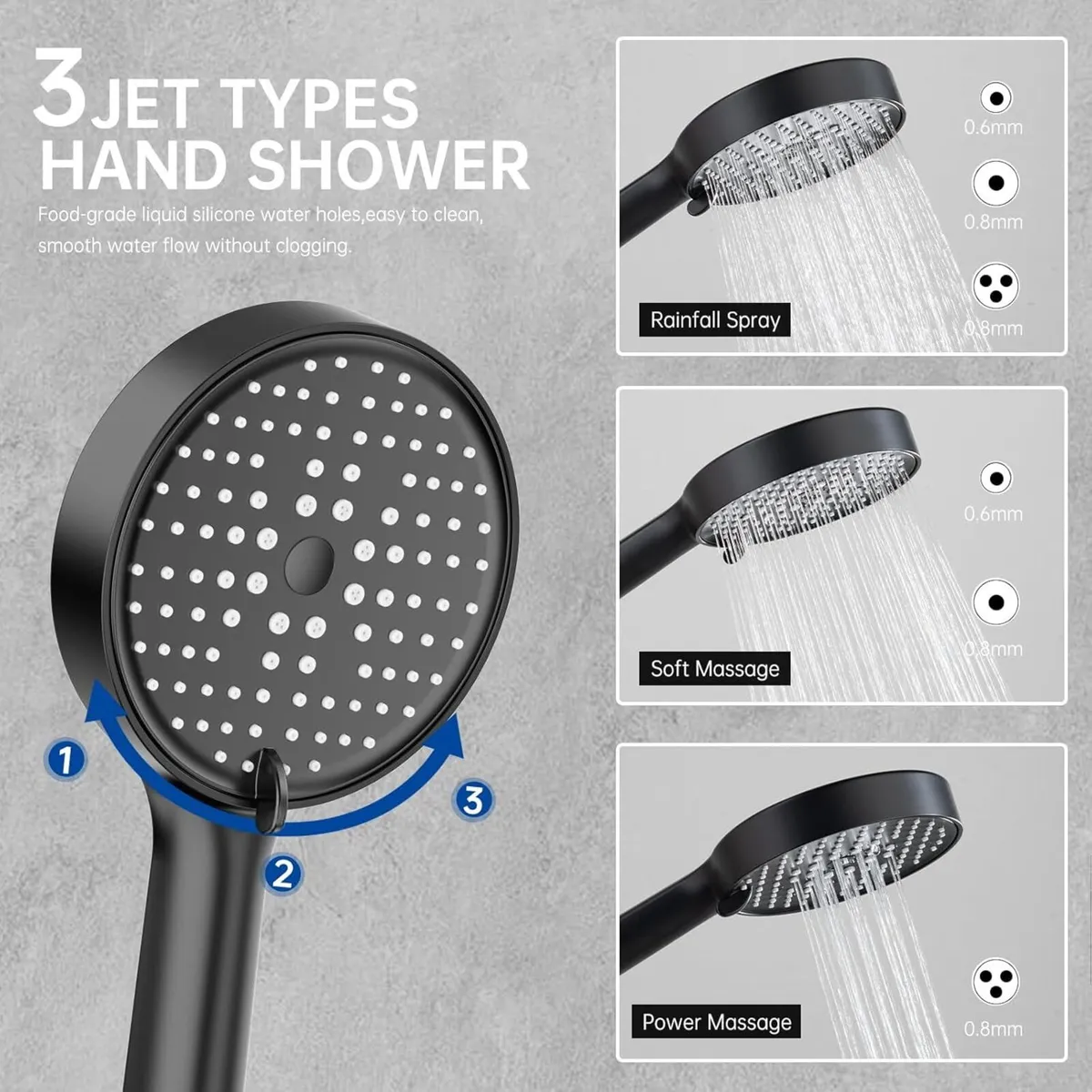 Thermostatic Shower Mixer Set 25cm Round Overhead - Image 3