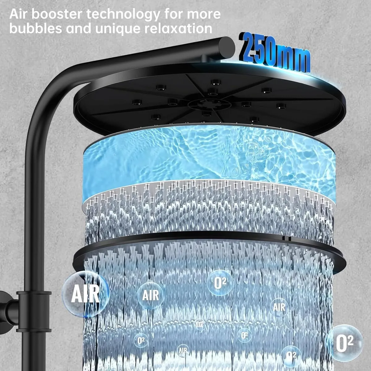 Thermostatic Shower Mixer Set 25cm Round Overhead - Image 4