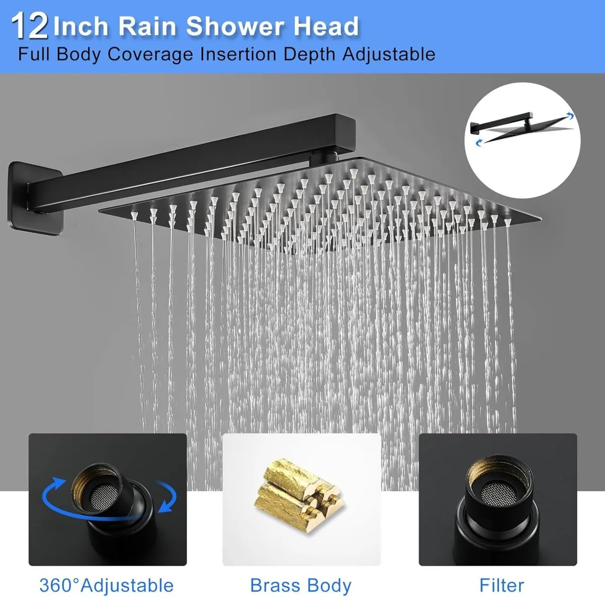 Concealed Shower System Wall Mounted 3-Function - Image 4