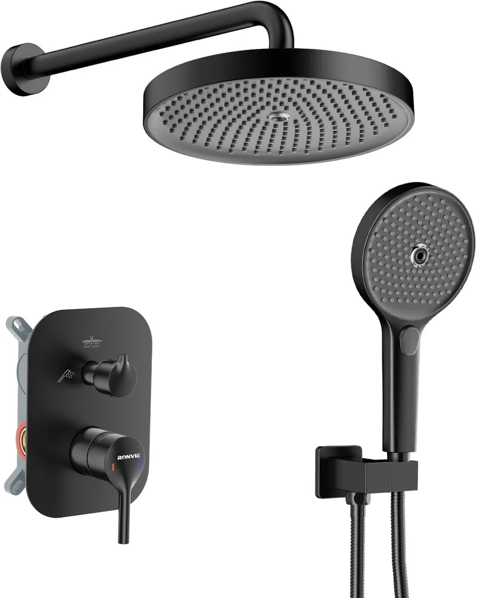 Concealed Shower Mixer Set 2-Outlet Brass System - Image 1