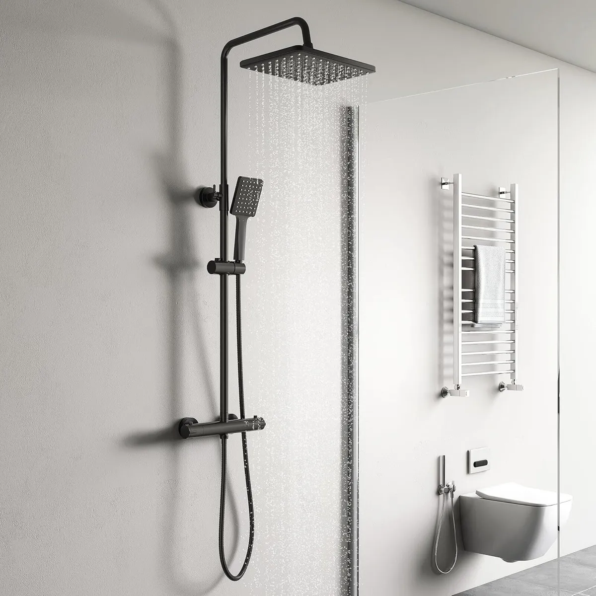 Shower Mixer Set System 26x19 cm rain Thermostatic - Image 1