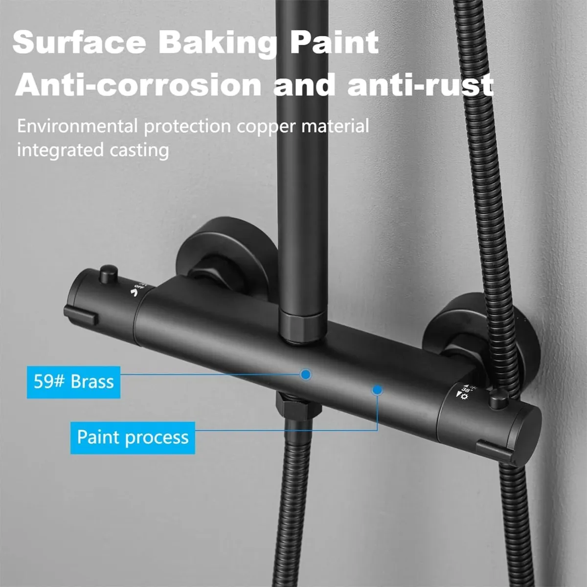 Shower Mixer Set System 26x19 cm rain Thermostatic - Image 4