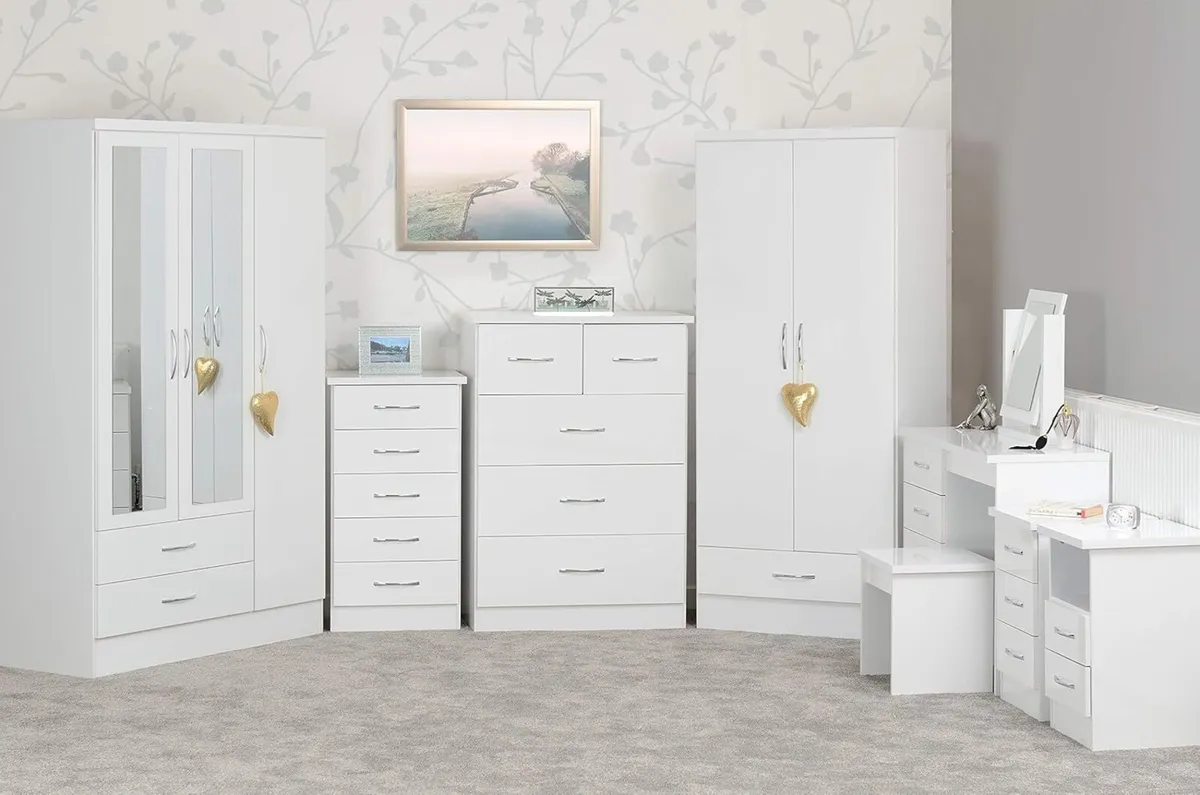 Nevada Dressing Table Set in White Gloss - Image 2