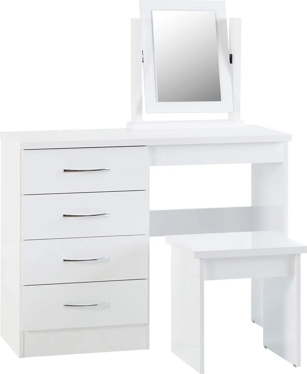 Nevada Dressing Table Set in White Gloss - Image 1
