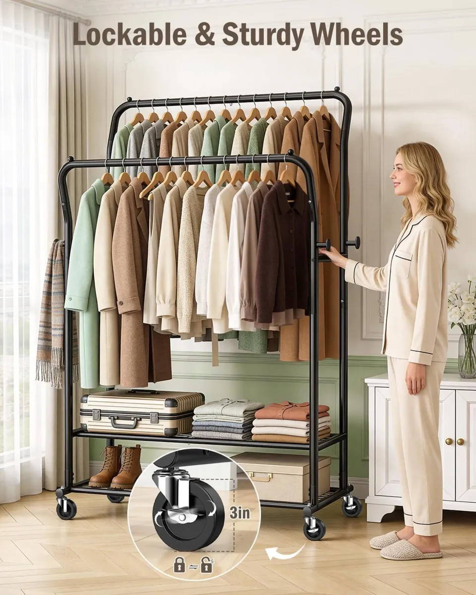 Heavy Duty Clothes Rail Load 378 kg Double Rods - Image 4