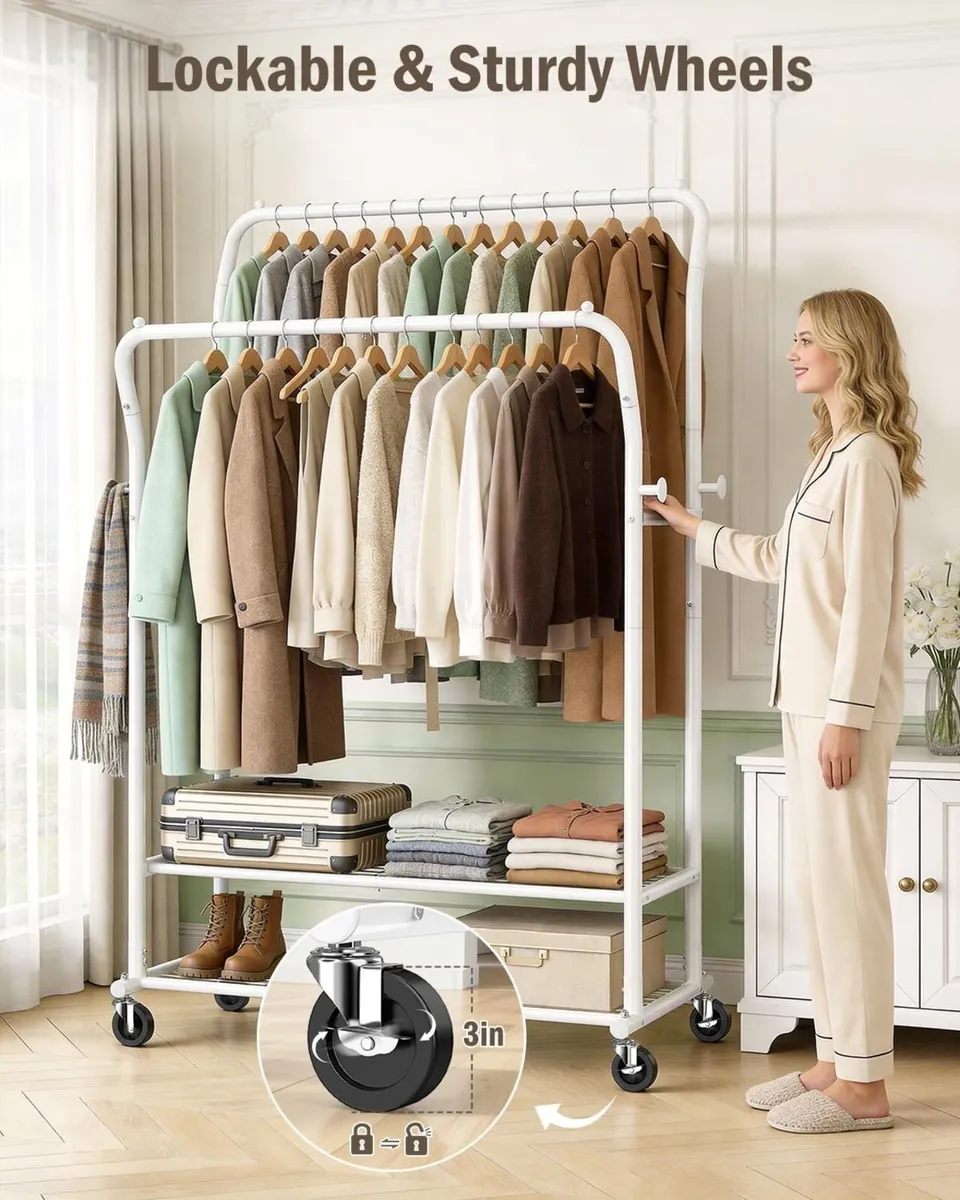 Heavy Duty Clothes Rail Load 378 kg Double Rods - Image 4