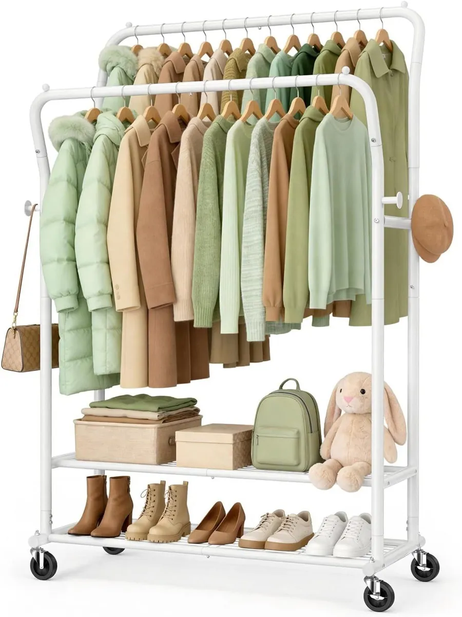 Heavy Duty Clothes Rail Load 378 kg Double Rods - Image 1