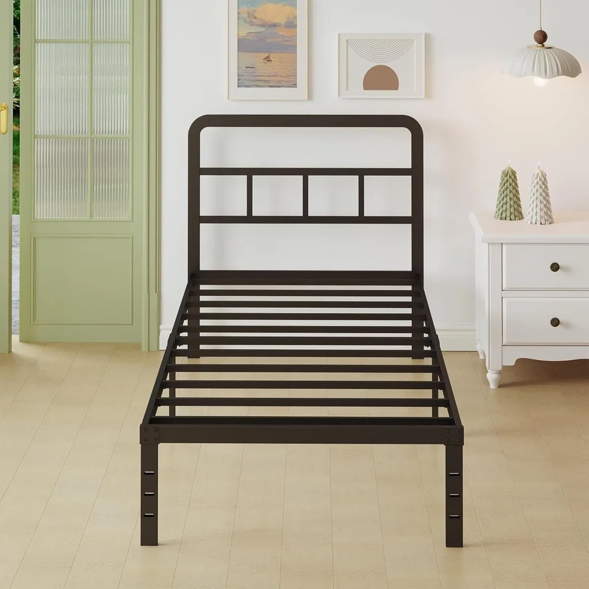 Black Single Bed Frame 3ft with Curved Headboard - Image 1