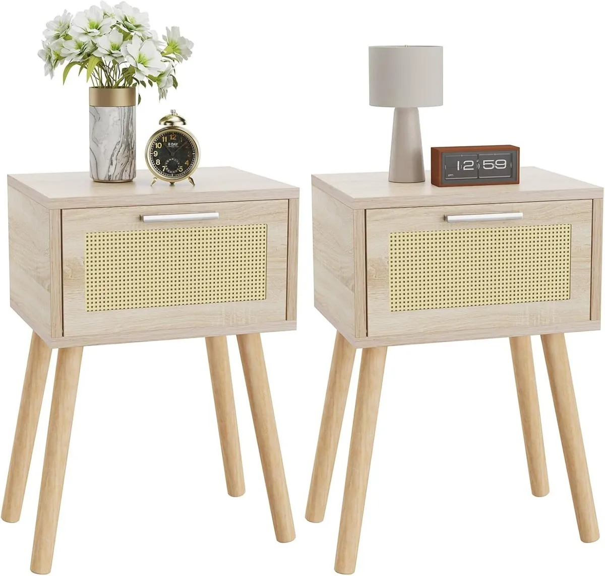 Nightstand Set of 2 End Table Small Bedside - Image 1