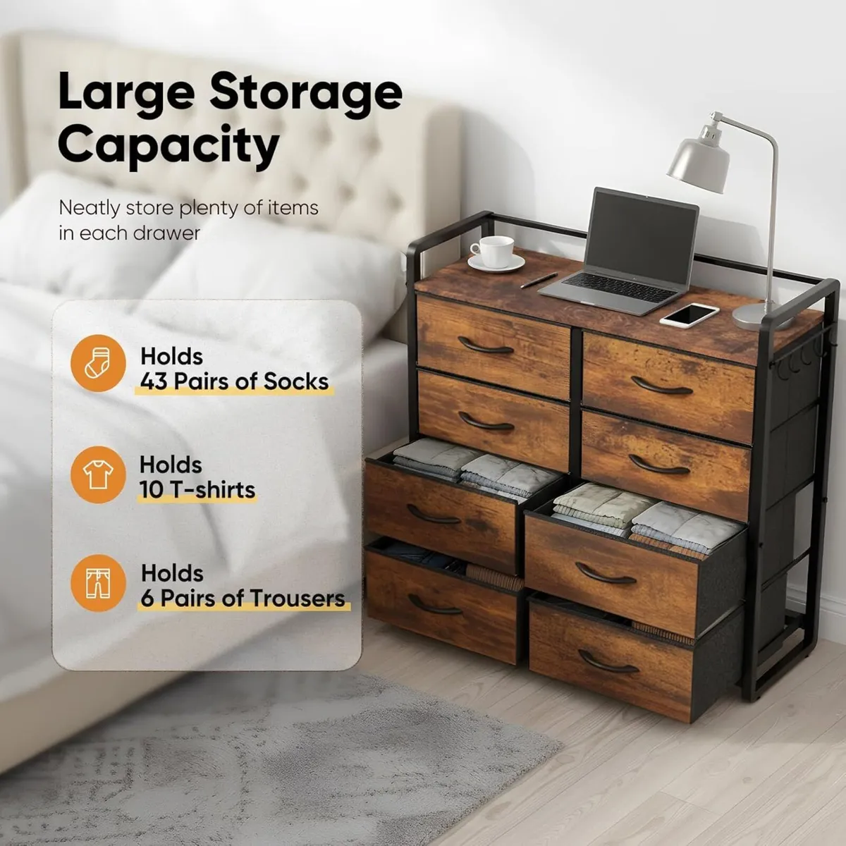 Chest of Drawer with 8 Drawers Large Capacity - Image 3
