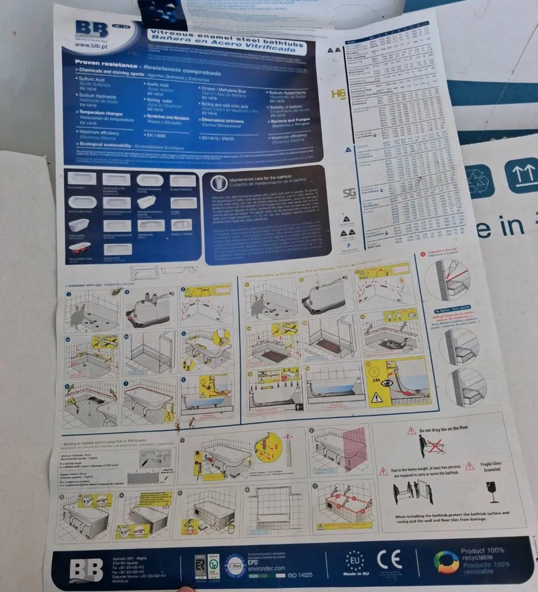 Vitreous Enamel Steel Bathtub 1700×700 - Image 1