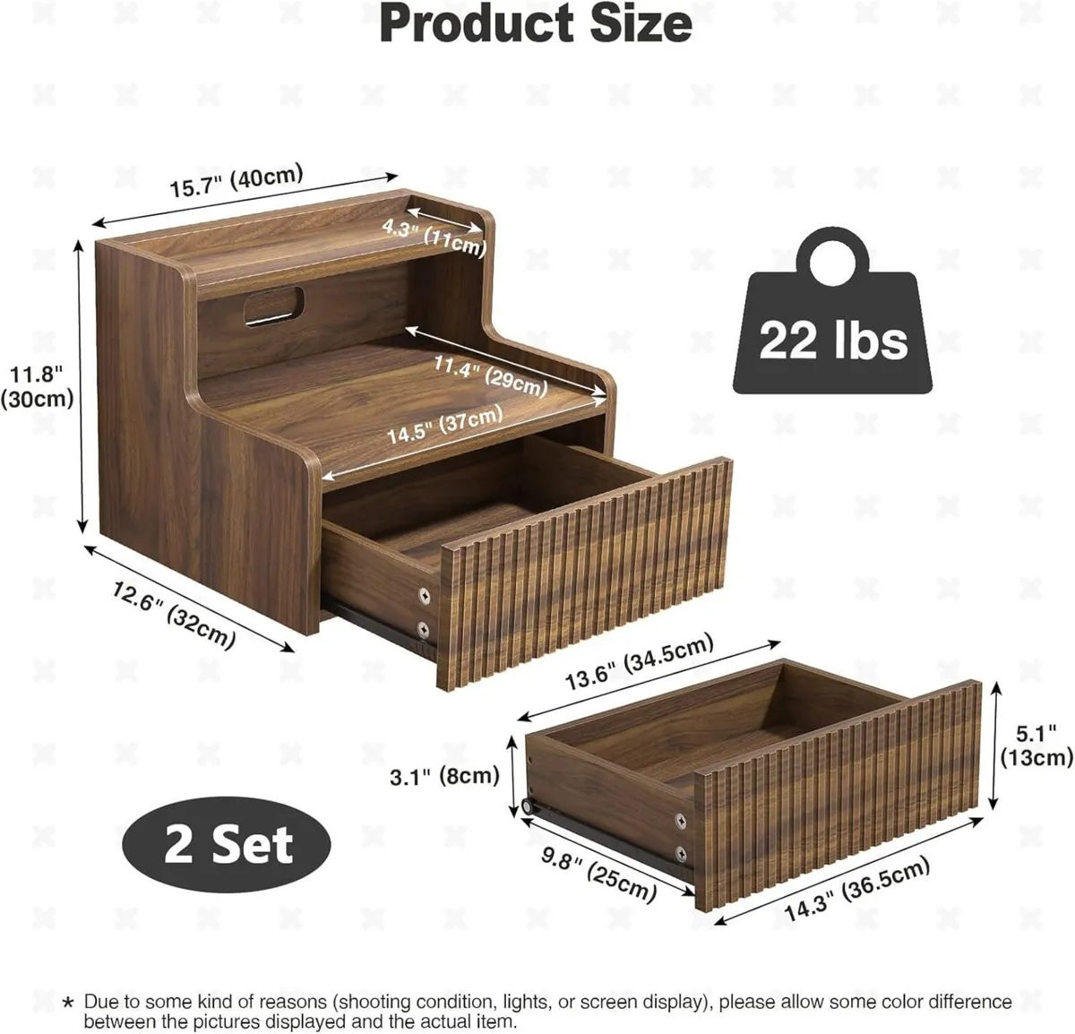 Floating Bedside Table Set of 2 Small Wall - Image 2