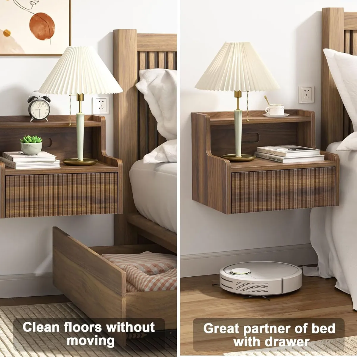 Floating Bedside Table Set of 2 Small Wall - Image 3