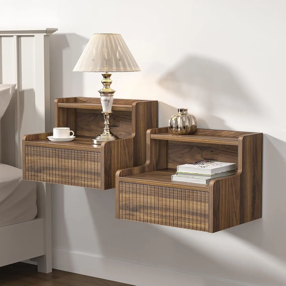 Floating Bedside Table Set of 2 Small Wall - Image 1