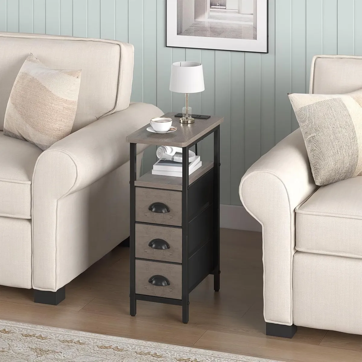 End Table with Charging Station Narrow Side - Image 2