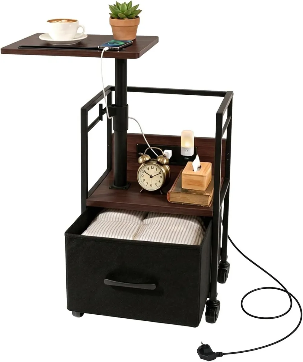 Bedside Table with Charging Station (Black Walnut) - Image 1